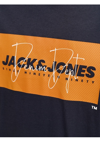 Jack & Jones Erkek Gögüs Logo Baskili Tisört - Cole - 12288492 Lacivert