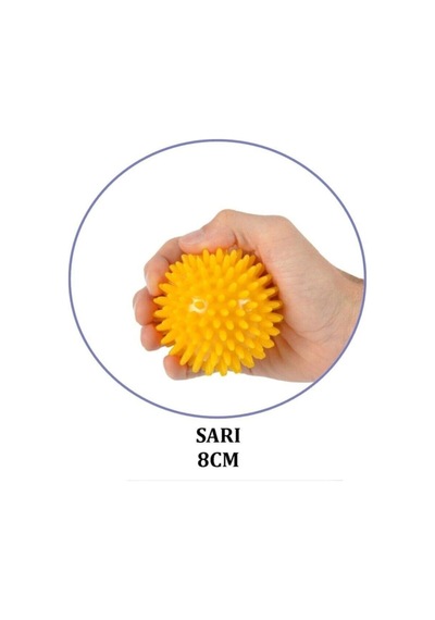 El Egzersiz Masaj Ve Duyu Topu, Yumuşak Dikenli Top Sarı Renk 8 Cm Karışık 54502173