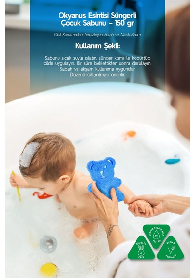 Naturix Ayıcık Şekilli Süngerli Okyanus Ferahlığı Çocuk Sabunu 150 G