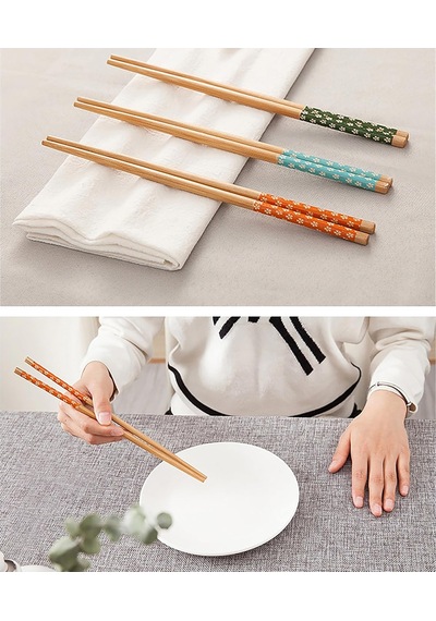 10 Parça Bambu Chopstick, 5 Çift Japon Çin Kore Tipi Asya Yemek Çubuğu Seti, Çin Çubuğu Çok Renkli