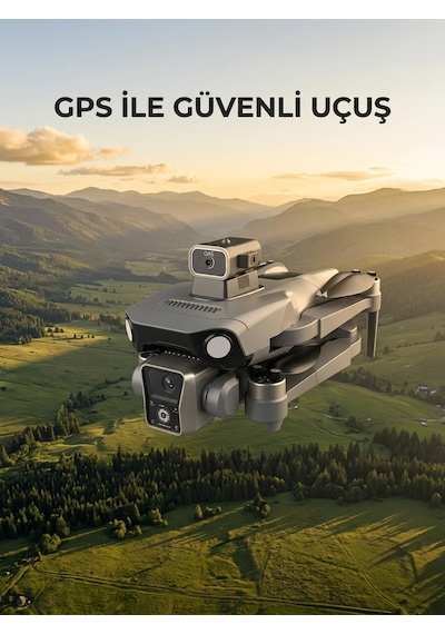 Ekranlı Kumandalı Gps Drone Çift Kameralı Katlanabilir Hava Aracı