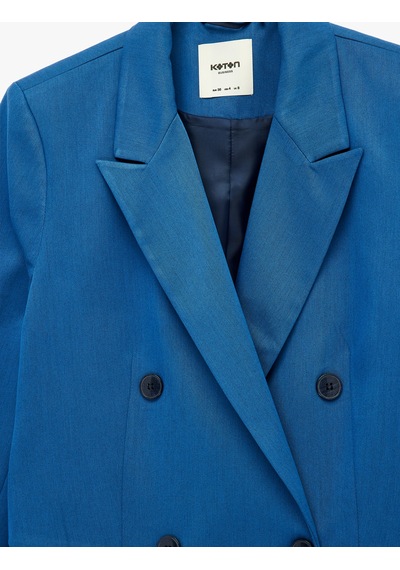 Koton Kruvaze Yaka Uzun Kollu Blazer Ceket Mavi 6sak50103uw Koton Kruvaze Yaka Uzun Kollu Blazer Ceket Mavi 6sak50103uw