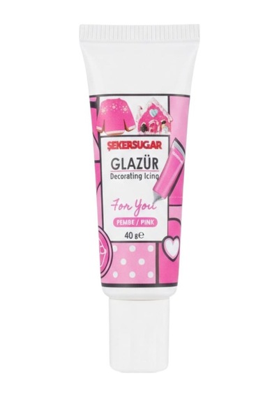 Glazür Tüp Pembe 40 Gr Pasta Ve Kurabiye Dekor Glaze
