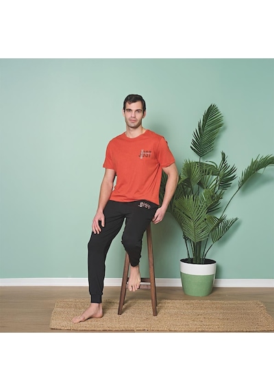 Over Sleep By Poleren Over Sleep 1983 Erkek Kısa Kol Uzun Alt Yazlık Pijama Takım Kiremit Over Sleep By Poleren Over Sleep 1983 Erkek Kısa Kol Uzun Alt Yazlık Pijama Takım Kiremit