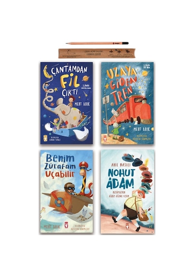 Timaş Çocuk Çantamdan Fil Çıktı - Uzaya Giden Tren - Benim Zürafam Uçabilir - Nohut Adam Set 4 Kitap