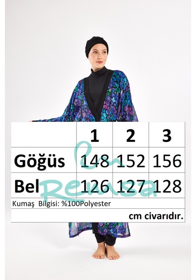 Adasea Uv Korumalı Mayo Üzerine Tek Pareo Kimono 1711 Mor Mor