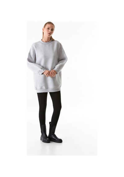Fullamoda Basic Bisiklet Yaka Oversize Sweatshirt 25kgb4430207547-gri Gri