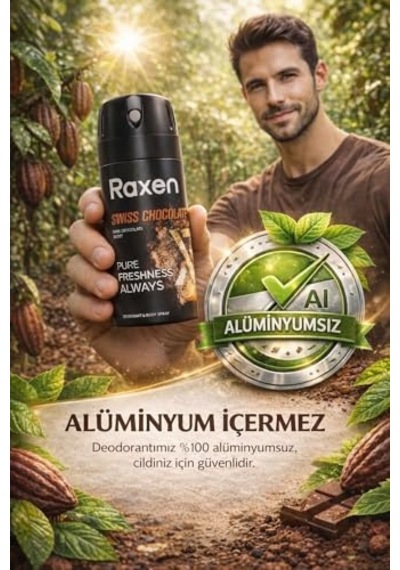 Erkek Deodorant Spreyi - Swiss Chocolate Serisi - 150ml - Etkili Ter Kokusu Önleyici - Alüminyumsuz Ve Leke Bırakmayan Formül - Gün Boyu Ferahlık Veren Erkek Vücut Spreyi
