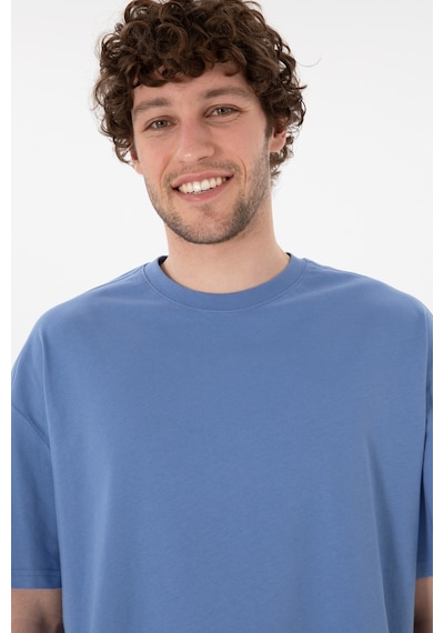 U.S. Polo Assn. Erkek Long Fit Bisiklet Yaka Koyu Mavi Basic Tişört 50305988-VR032