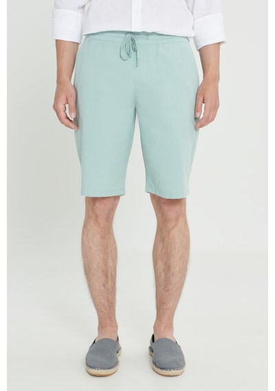 AC&Co / Altınyıldız Classics Erkek Açık Mint Yeşili Comfort Fit Rahat Kesim Yan Cepli Keten  Şort Mint