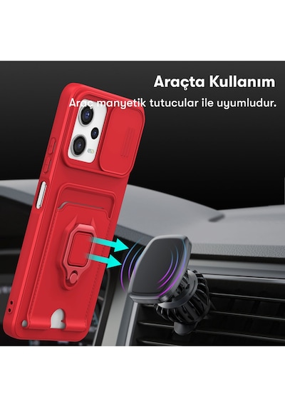 Xiaomi Redmi Note 12 Pro 5G Kılıf Zuma Kamera Sürgülü Kartvizitli İpli Silikon Kılıf