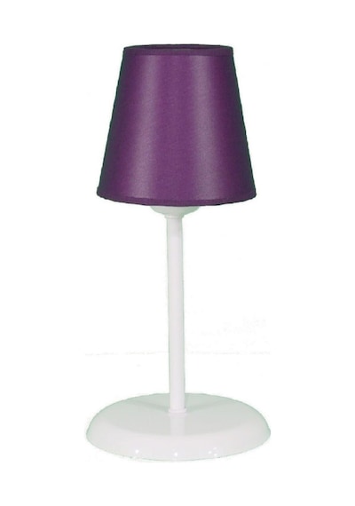 Şenay Aydınlatma Metal Ayaklı Konik Kumaş Abajur Masa Lambası 14 cm Mor
