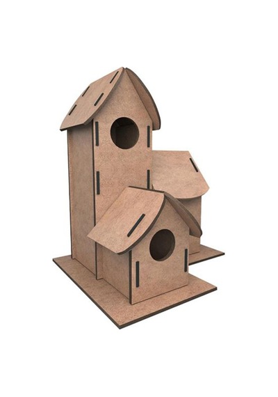 5269 Kumtoys Boyanabilir 3'lü Kuş Evi-Bird House