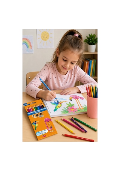 12 Li Kuru Boya Kalemi Karton Kutu 1 Paket Bic Tropicolors 12 Renk Kuruboya Tam Boy Canlı Renkli Boya Kalem Okul Öğrenci Çok Renkli