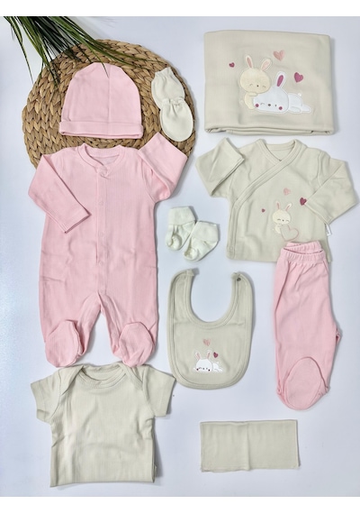 Alpbebe Rabbit Kaşkorse Organik 10 Lu Hastane Çıkışı Set - Fuşya Fuşya