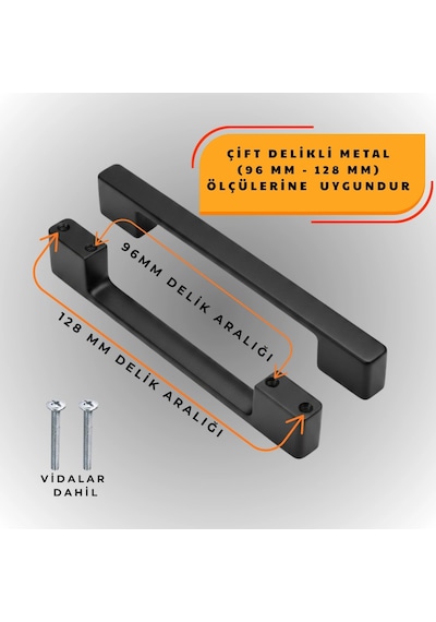 Köprü Kulp Dolap Çekmece Kulbu Metal Kulp 128 Mm 10 Adet Siyah
