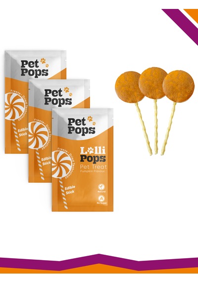 Lollipops Tavuk Ciğeri Bal Kabağı 3'lü Kedi Köpek Ödül Lolipopu