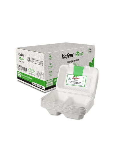 Kafem Ekolojik 2 Göz Kapaklı Karton Tabak 25 Li X 10 Paket Koli