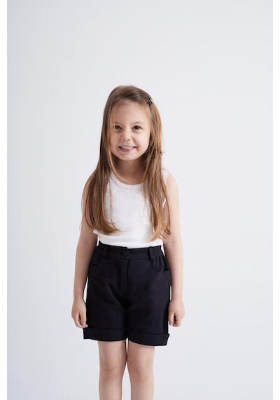 Oliventhekid Taşlı Detaylı Kız Çocuk Şort Siyah Siyah