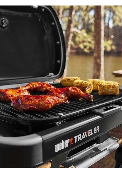 Weber Traveler Stealth Edition Gazlı Barbekü 3,8 Kw 63 34 Cm Tek Elle Katlanır-162 Siyah