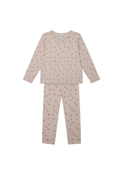 Antebies Bej Bambu Kumaş Kız Çocuk Pijama Takımı Renkli