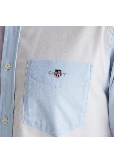Gant Erkek Mavi Regular Fit Klasik Yaka Renk Bloklu Gömlek-mavi Mavi