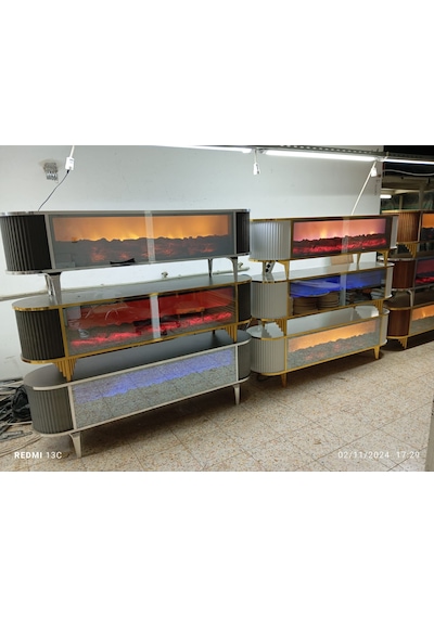 Bluetoothlu Şömineli Tv Ünitesi170x55x38 Açık Ceviz Bluetoothlu Şömineli Tv Ünitesi170x55x38 Açık Ceviz