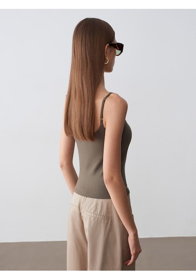 Dilvin 21200 Bra-free Askılı Top-haki