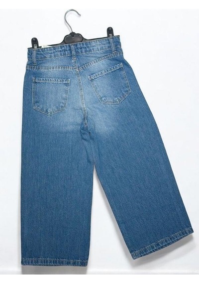 Escabel Kız Çocuk Taşlı Geniş Paçalı Jean Pantolon-15699 Mavi