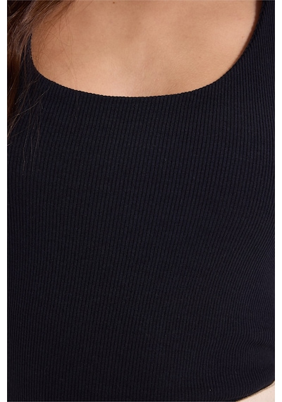 Tudors Kadın Slim Fit Dar Kesim Pamuklu Halter Yaka Kaşkorse Lacivert Crop-50710