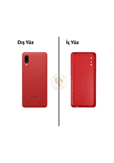 Samsung Galaxy A02 Kırmızı Renk Lensli Arka Kapak Arka Cam Batarya Kapağı Pil Kapağı Lazer Kesim Back Cover Galaxy A02 Uyumlu
