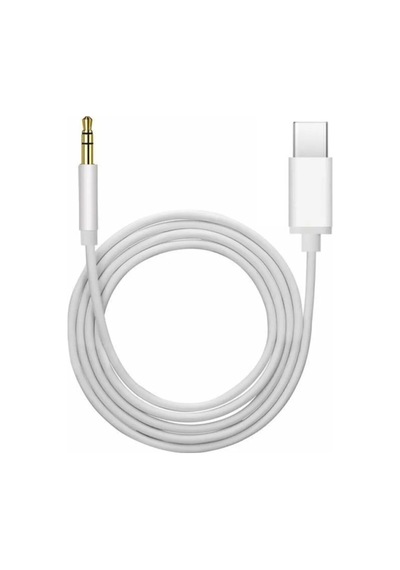 Teknetstore Samsung Xiaomi Uyumlu Aux Kablosu Type-c To Jack Çevirici Dönüştürücü Beyaz Bluetooth Gerektirmez