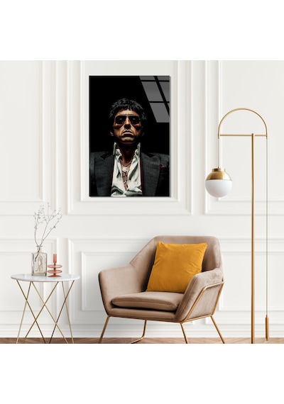 Scarface Portre Cam Tablo Efsane Film Temalı Duvar Dekoru 50x70