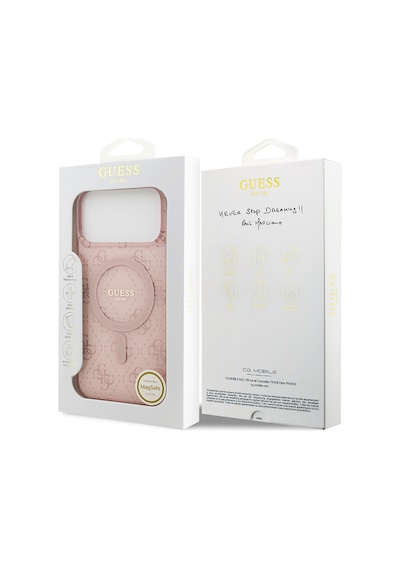 Apple Uyumlu iPhone 17 Pro Kılıf Guess Lisanslı M-safeli Iml Baskılı Klasik Logolu 4g Desenli Kapak Pembe Pembe