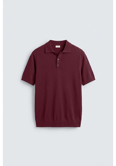 Antioch Comfort Slim Polo Yaka Erkek Triko T-shirt Bordo