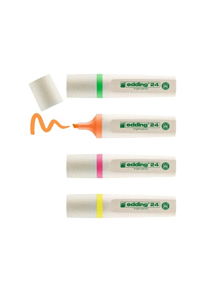 Edding 24 Ecoline Fosforlu İşaretleme Kalemi 4 Renk Set Çok Renkli