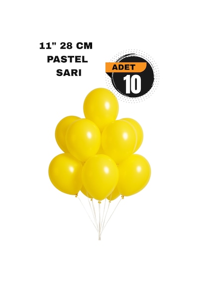 Pastel Balon 11 İnc 28 Cm Doğum Günü Parti Malzemeleri 10 Adet Sarı
