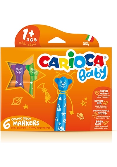 Carioca Teddy Jumbo Bebek Süper Yıkanabilir Keçeli Boya Kalemi 6'lı