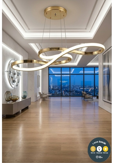 Infinity Eskitme Kıvrımlı Led Sarkıt Avize 3 Renk Salon, Yemek Masası Ve Oturma Odası İçin