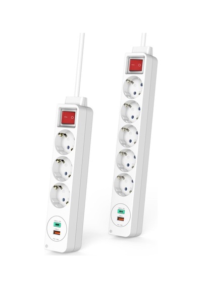 Hama Priz Çubuğu, 3'lü, Usb-c/a 18w, Pd/qc , Şalter, Düz, 1,4 M,