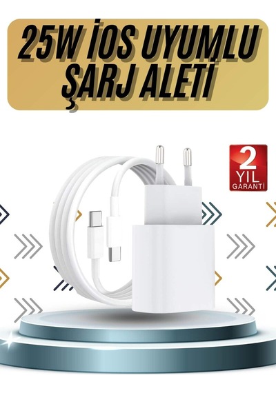15/pro/pro Max 20w İos Uyumlu Hızlı Şarj Aleti Adaptörlü Beyaz 1