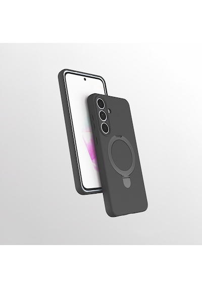 Samsung Galaxy Uyumlu S24 Fe Kılıf M-safe Şarj Özellikli Standlı Zore Samara Kapak Titanyum-gri
