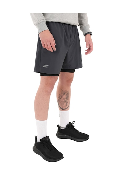 Musclecloth Performance 2 In 1 Erkek Taytlı Şort Gri Siyah Gri