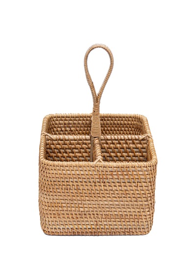 Koza Home Meander El Yapımı Kare Rattan Kaşıklık 8954 18x18x26 Cm Naturel