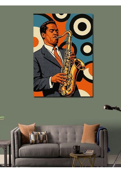 Kanvas Tablo Saksafon Çalan Müzisyen 50cmx70cm