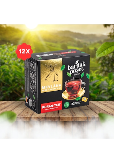 Mevlana Çay Siyah Bardak Poşet 50 Li 12 Kutu