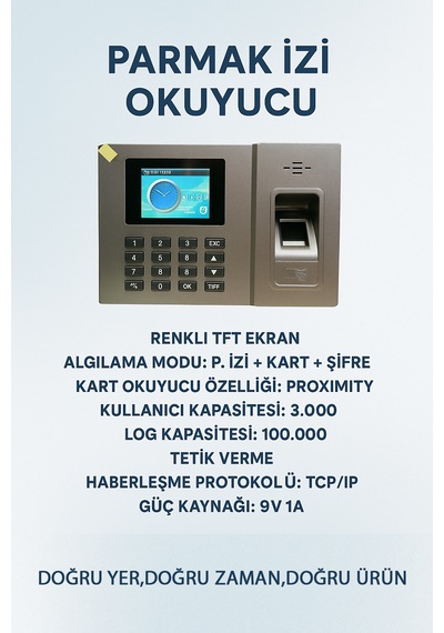Kartlı Parmak izi okuyucu Personel takip cihazı -web Giriş Çıkış Programı (10 KART DAHİL)