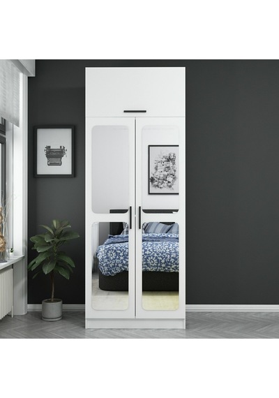 Kale 2 Kapaklı Aynalı Zincir Dolap-yüklük - Beyaz 235cm Beyaz