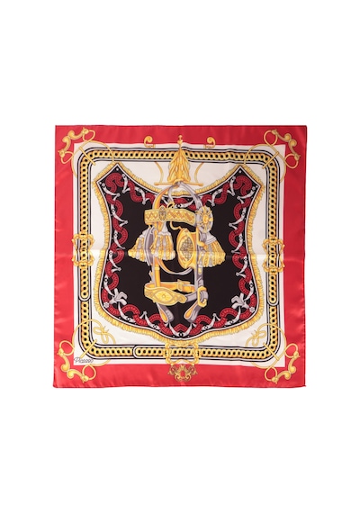 Inno 60x60 Cm Premium Saten Desenli Dikişli Fular Turuncu