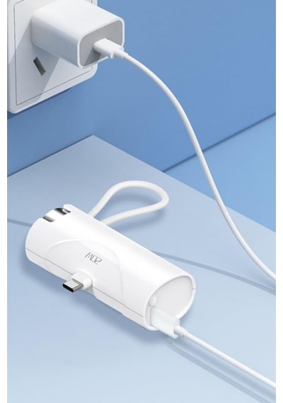 5000 Mah Mini Powerbank 20w Pd Hızlı Şarj Dahili Usb-c Kablolu Akıllı Saat Şarj Kablolu Taşınabilir Power Bank Telefon Ve Saat Uyumlu Beyaz